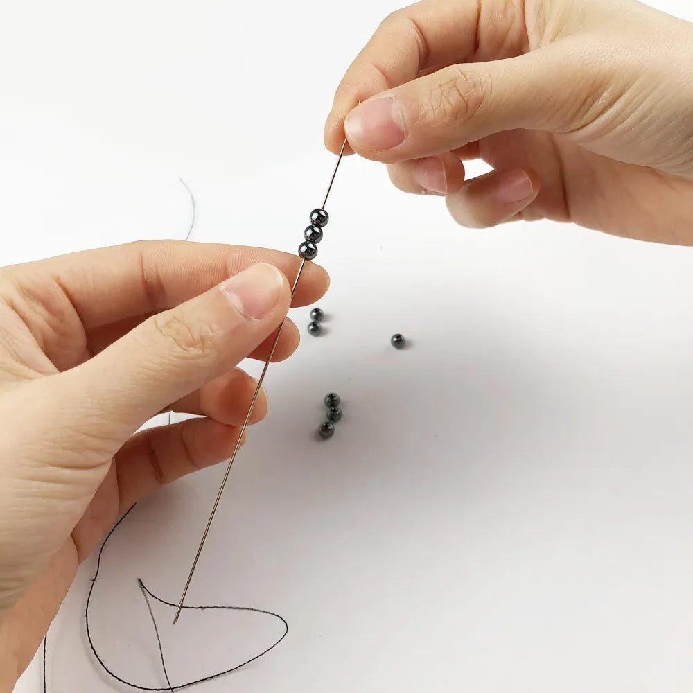 JHNBY 30PCS Stainless Steel Beading Needles for Beads Threading String Tambour/Jewelry Bracelet Necklace Making Tools Pins DIY
