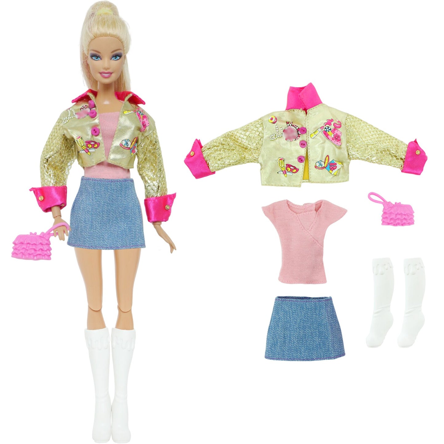 Lot Doll Outfit Playset Coat Dress Shirts Vest Shorts Trouser Blousers Bags Shoes Hat Cool Clothes for Barbie Doll Accessories