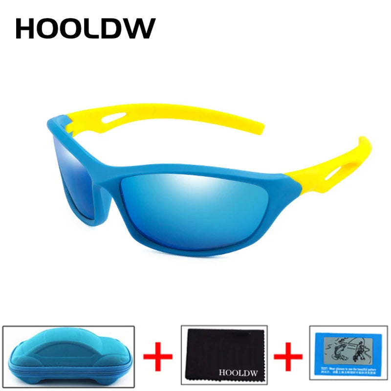 HOOLDW New Children Sunglasses Polarized Sun Glasses Silicone Flexible Baby Kids Glasses Boys Girls Sport Goggles UV400 Eyewear