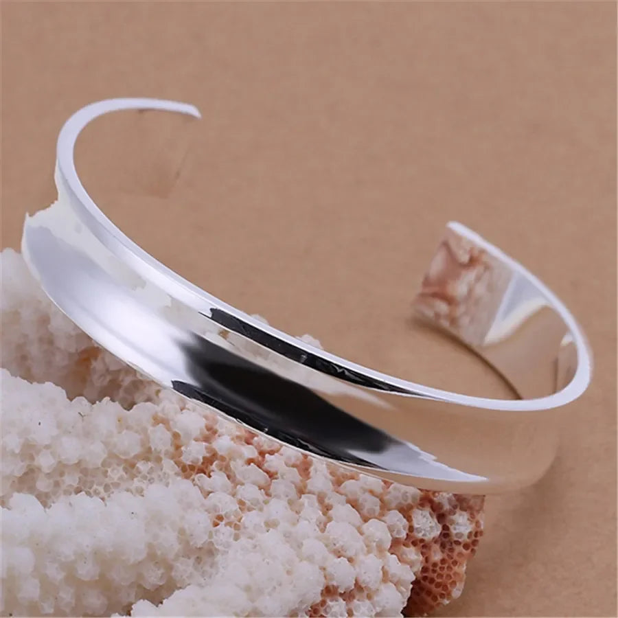 925 Silver Color Exquisite Luxury Gorgeous Fashion Wedding Women Lady Bracelet Bangle Charm Stamped Nice Birthday