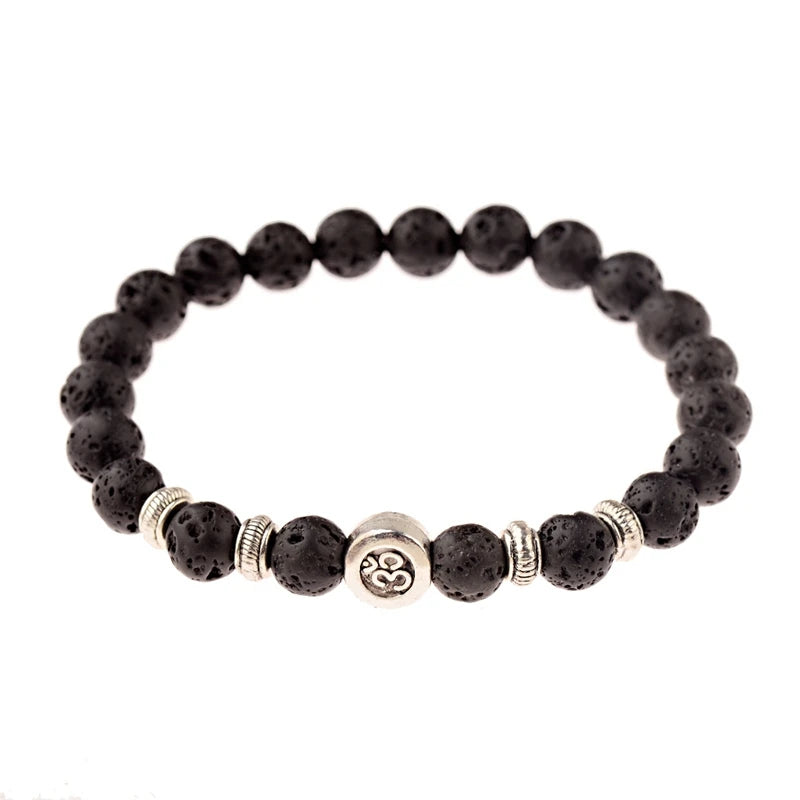Buddhism Yoga Balance Bracelet Men Bileklik Black Matte Natural Stone Beads Bracelet for Women Braclet Jewelry AB216