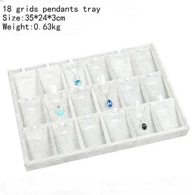 High Level Gray Velvet Ring Bracelet Necklace Watch Pendant Stud Earring Hand Catenary Jewelry Tray Plate Holder Display Packing