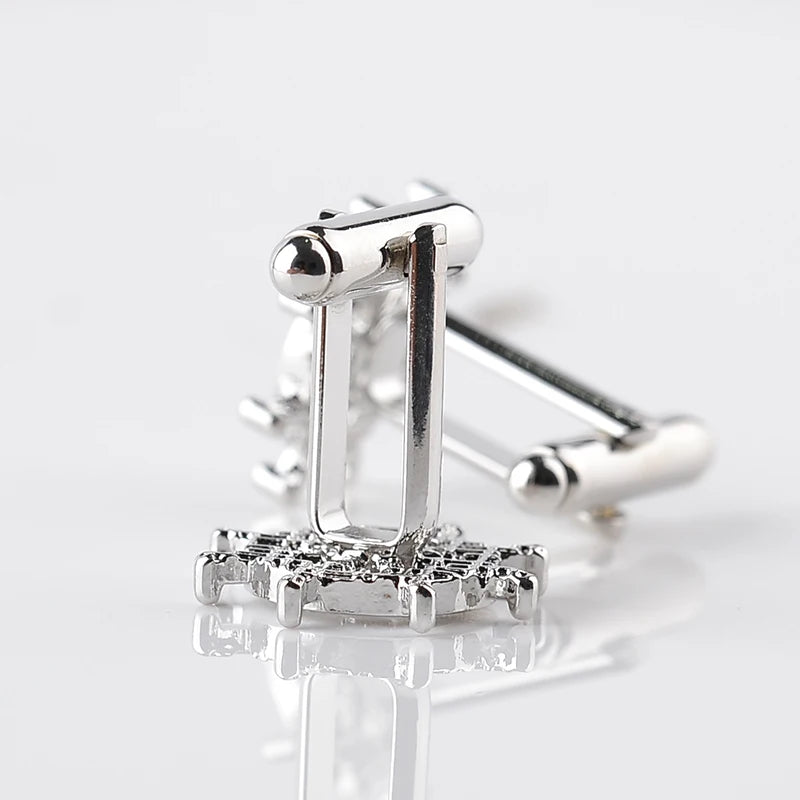 Silver Color Rudder Cufflinks High Quality Luxury Men Cuff Button Personality Captain French Men's Shirt CuffLinks Skipper