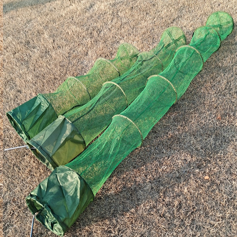 Fishing Net Folding Telescoping Quick-Drying Nylon Mesh Fishing Basket Dip Nets Fyke Net Shrimp Cage Outdoor Fishing Tackle Gear