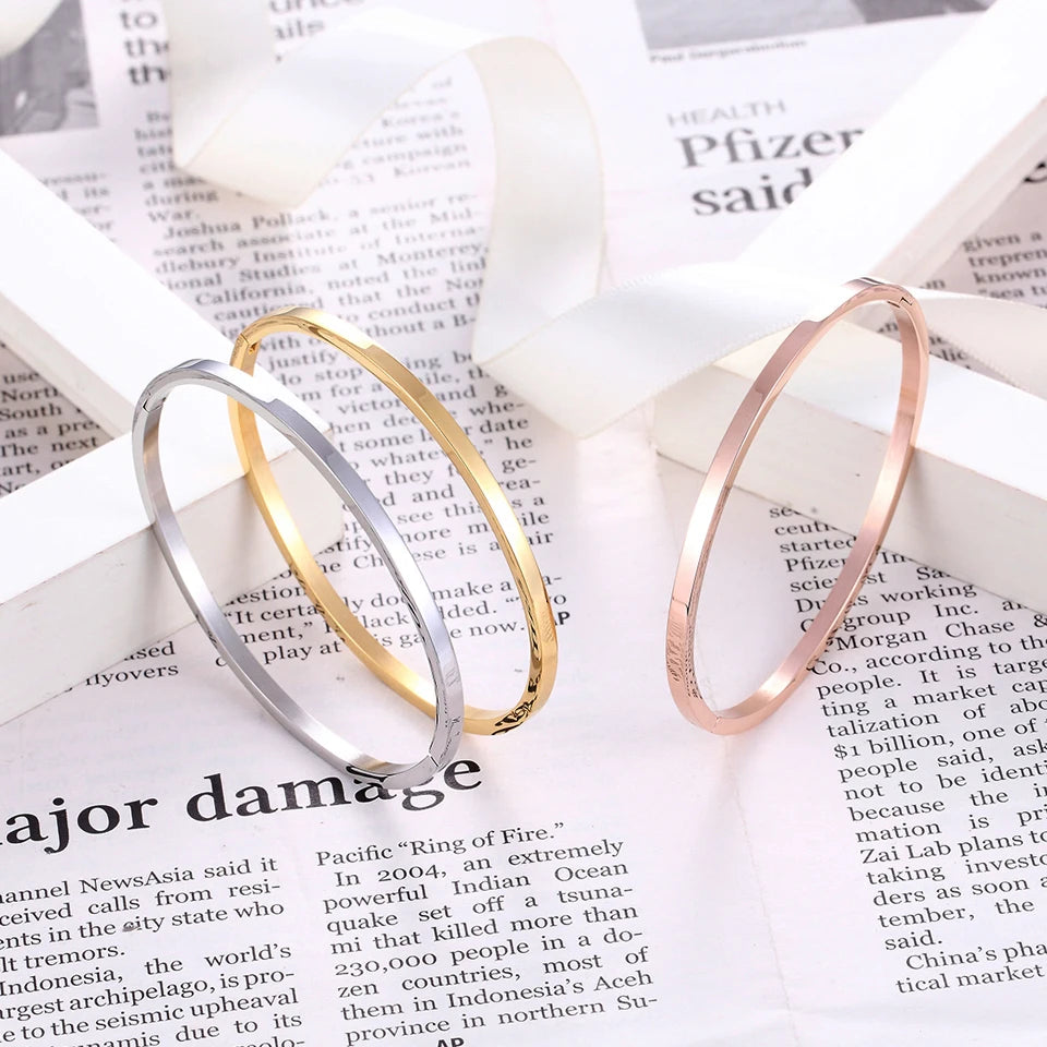 BOBASI New Stainless Steel Round Bangles& Bangles Three Colors Trendy Charm Bracelets Jewelry for Women Love Wedding Brand