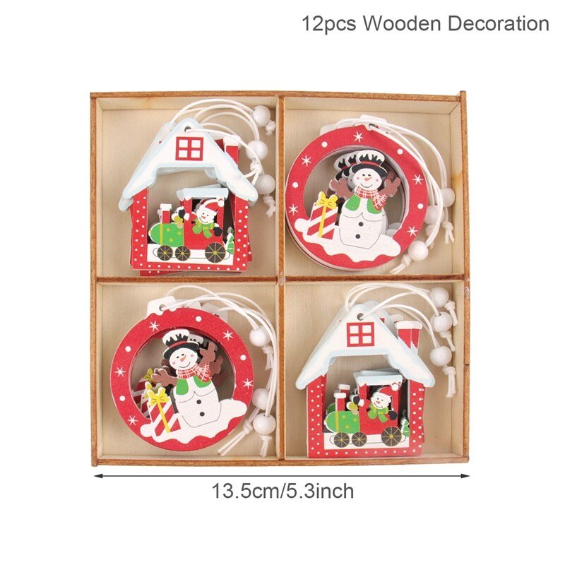 Wooden Christmas Pendant Merry Christmas Decor for Home 2023 Navidad Ornaments C