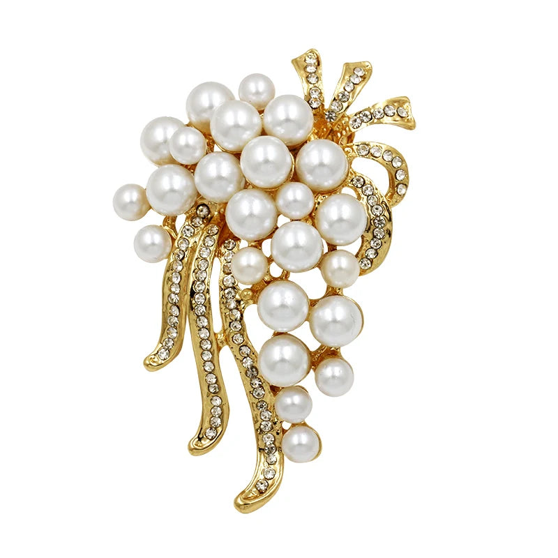 Factory Directly Crystal Diamante and Imitation Pearls Flower Jewelry Brooch Pins DIY Wedding Bouquets Брошь Декор