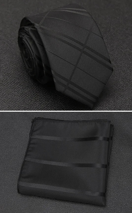 XGVOKH Men Tie Cravat Set Fashion Wedding Ties for Men Hanky Necktie Dot Striped Gravata Jacquard Tie Social Party Accessories