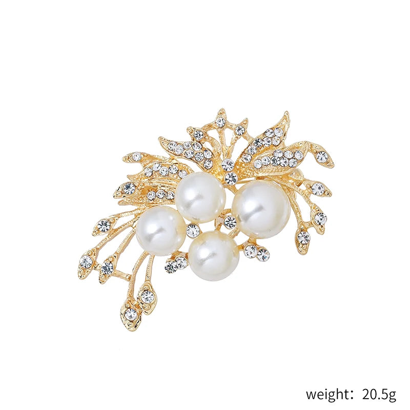 Factory Directly Crystal Diamante and Imitation Pearls Flower Jewelry Brooch Pins DIY Wedding Bouquets Брошь Декор