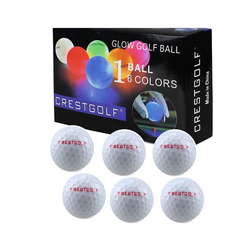 Crestgolf Golf Ball With Logo 3pcs/6pcs/10pcs/30pcs/Pack Night Glow Light Glow LED Golf Ball-Six Color for Your Choice
