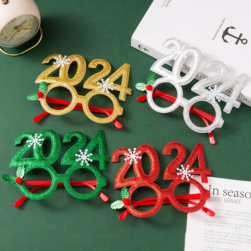 Christmas Decorations 2024 Christmas Glasses Frame Kids Santa Snowman Glasses Christmas Xmas Decor 2024 New Year Noel