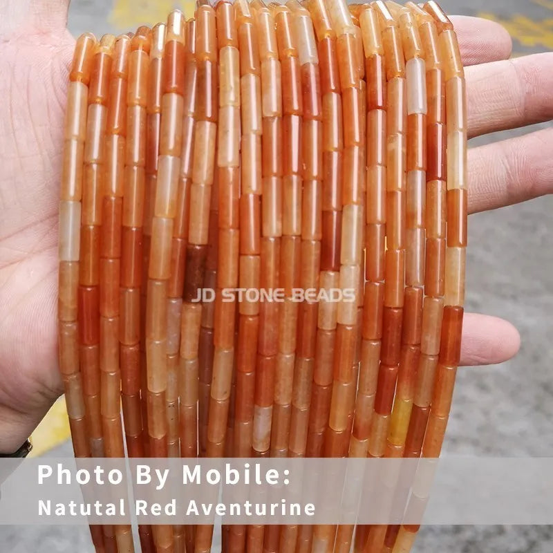 4*13mm Natural Stone Agate Jasper Turquoise Tube Shaped Beads Loose Cylindrical Bead for Jewelry Making DIY Bracelet Accessory