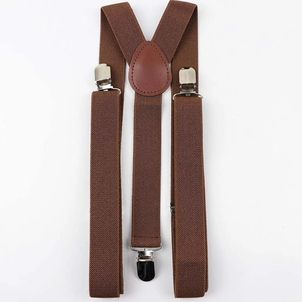 Solid Color Man's Belt Men Women Suspenders Polyester Y-Back Braces Adjustable Elastic