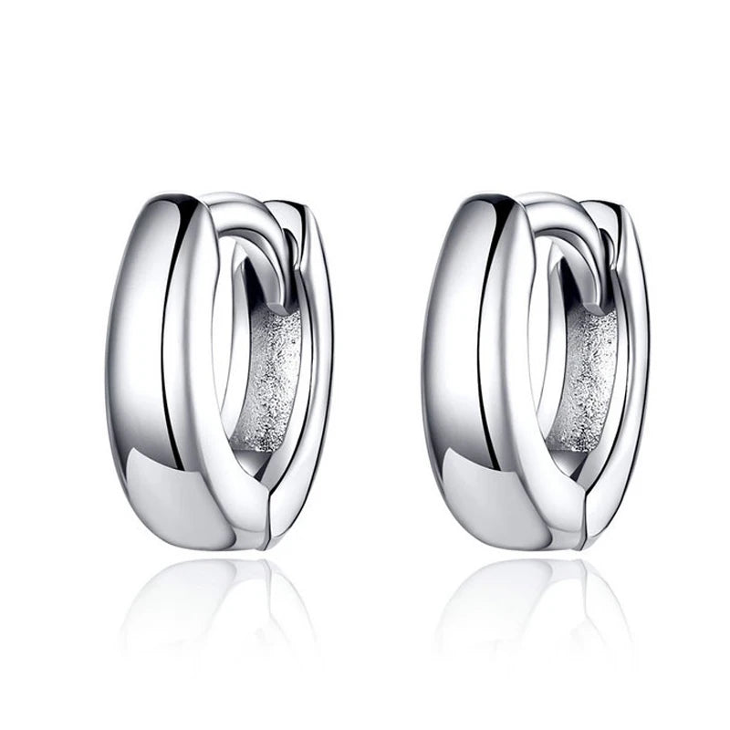 WOSTU 925 Sterling Silver Classic Round Silver Hoop Earrings Authentic Clear Zircon Earrings for Women Jewelry CQE498
