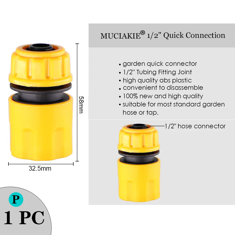 MUCIAKIE Variety Style Garden Tap 1/2" 3/4" Male Female Thread Nipple Joint 1/4" Hose Quick Connector Irrigation Water Splitters
