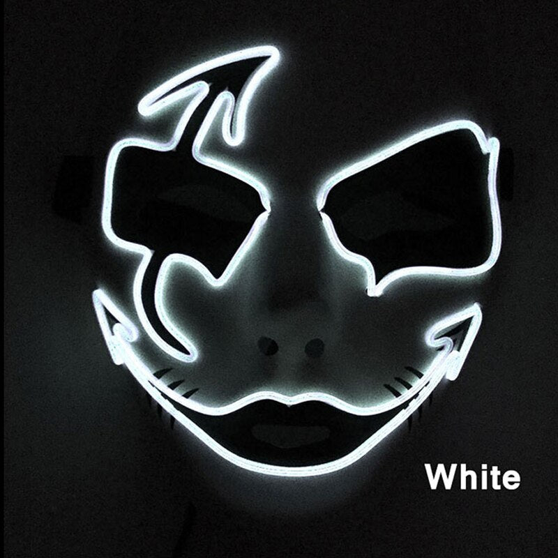 Neon Light LED Mask LED Halloween Scary Mask Cosplay Party Masque Masquerade Masks Halloween Costume Carnival Glow Party Props