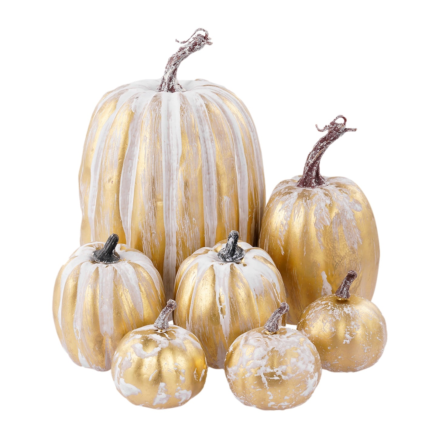 7pcs Artificial Pumpkin Mold White Yellow Halloween Thanksgiving Autumn Harvest Pumpkin Props for Home Halloween Decoration
