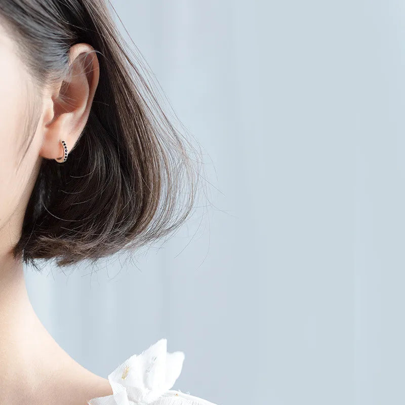 INZATT Real 925 Sterling Silver Minimalist Geometric Zircon Round Hoop Earrings for Women Party 2019 Fine Jewelry Accessory