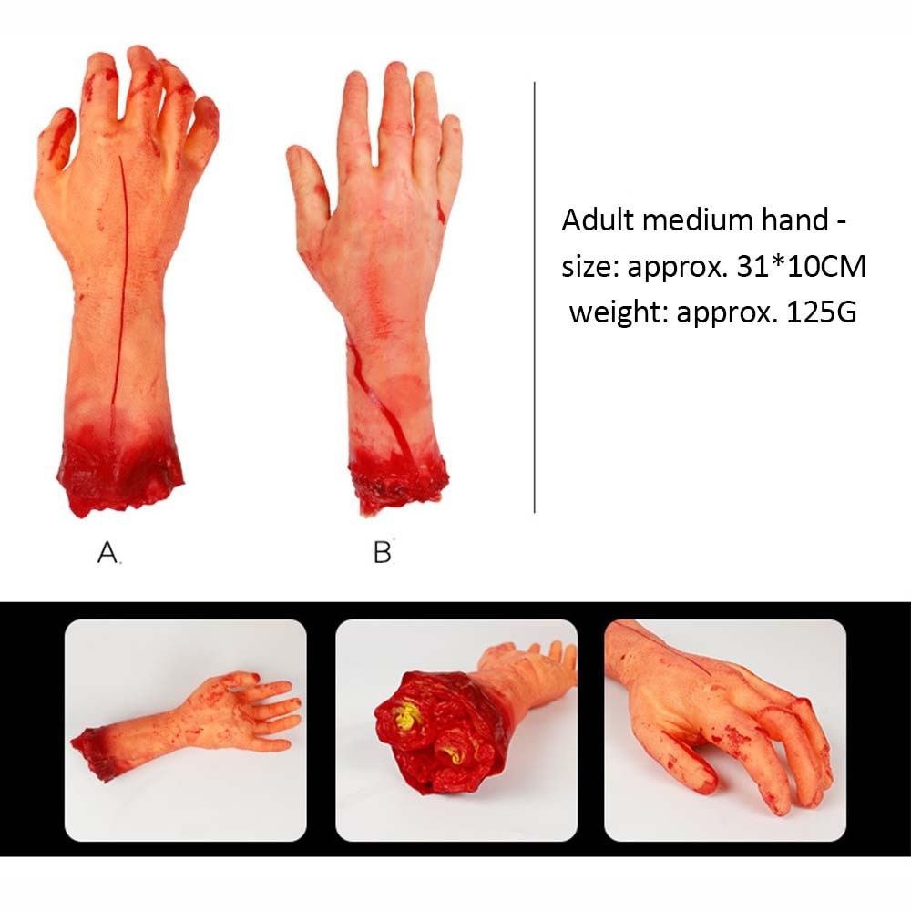 Halloween Horror Props Bloody Hand Haunted House Party Decoration Scary Fake Hand Finger Leg Foot Brain Heart Halloween Supplies