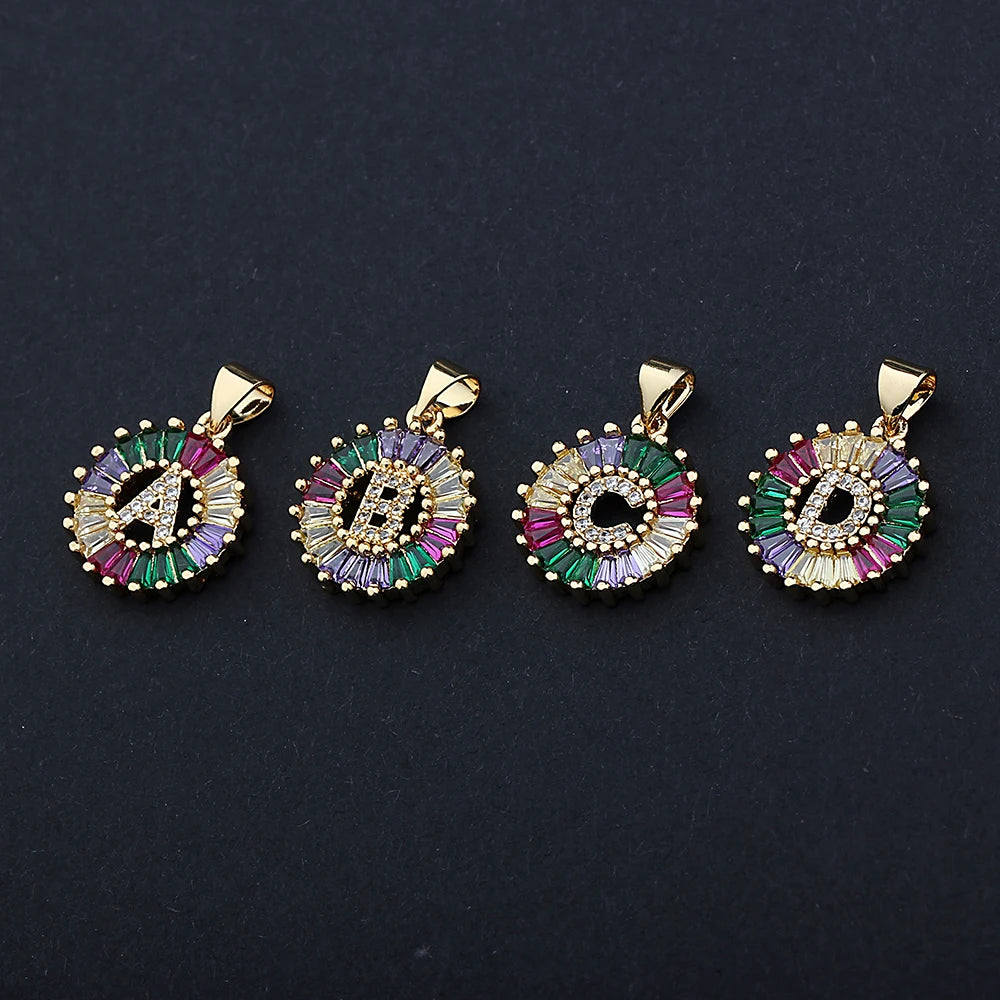 Gold Color Initial Multicolor CZ Necklace Charm Letter Necklace Name Jewelry for Women Accessories Girlfriend
