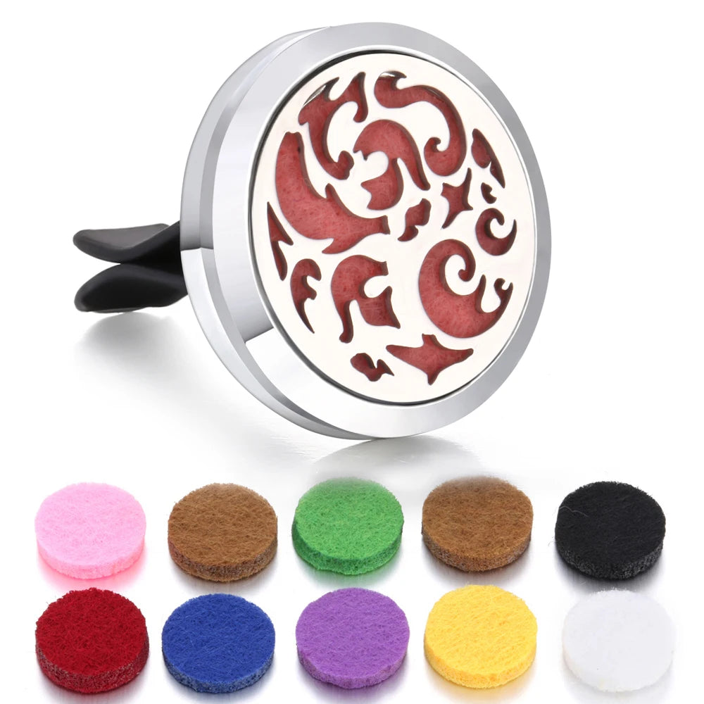 Aromatherapy Jewelry Car Perfume Diffuser Clip 30mm Flower Tree of Life Perfume Essential Oil Diffuser Locket Pendant Necklace