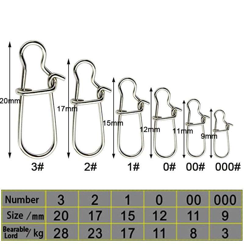 50pcs/Box Stainless Steel Fishing Connector Hooked Snap Barrel Swivel Hook Lure Carp Tool Accessories Goods for Fishing