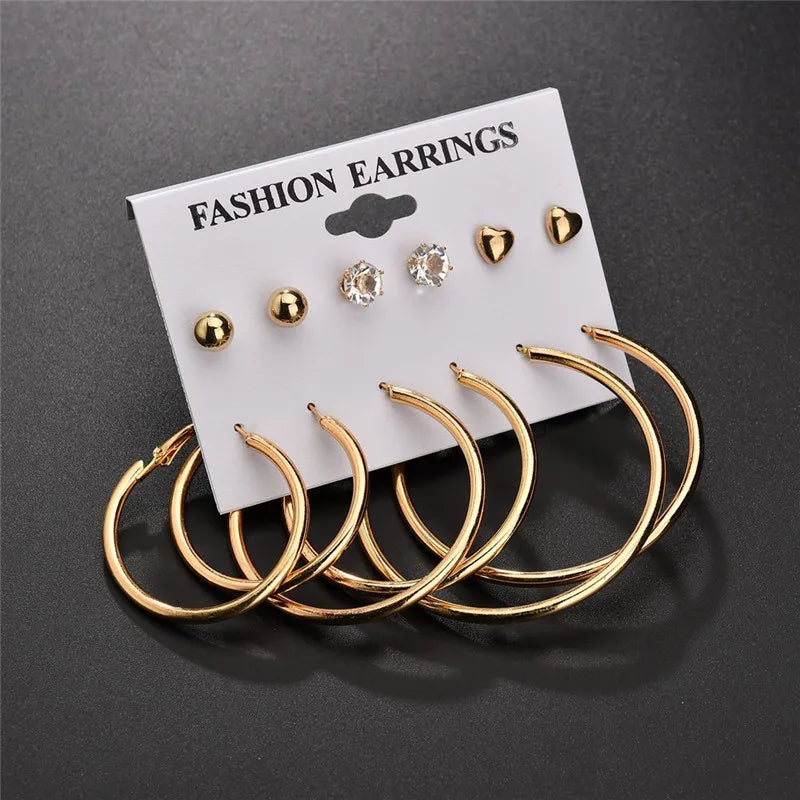 Modyle New Hot Sell Small Stud Earrings Set for Women Girl Punk Stud Earrings Set Personality Party Jewelry Brincos