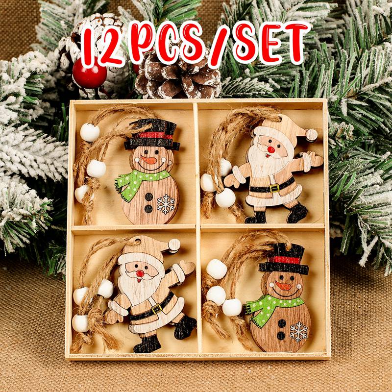 Wooden Christmas Pendant Merry Christmas Decor for Home 2023 Navidad Ornaments C
