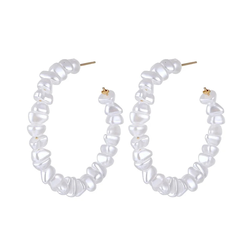 FNIO Big Simulated Pearl Earrings 2019 for Women Lover Geometric Round Heart Drop Dangle Earring Korean Statement Jewelry