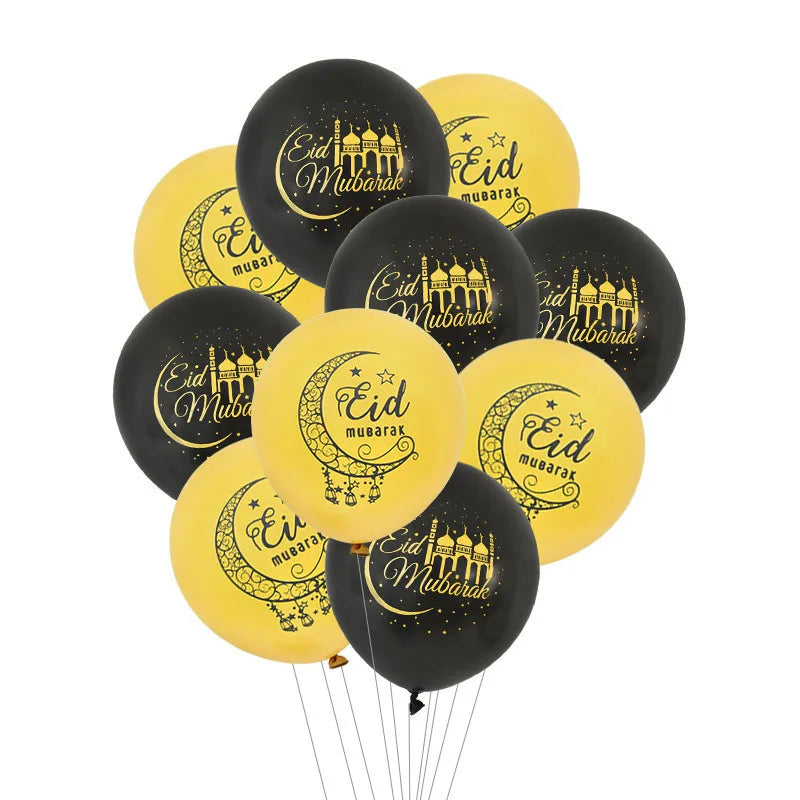 10Pcs Eid Mubarak Latex Balloon Ramadan Kareem Decoration Air Globos Ramadan Mubarak Muslim Islamic Festival Party Supplies 2024