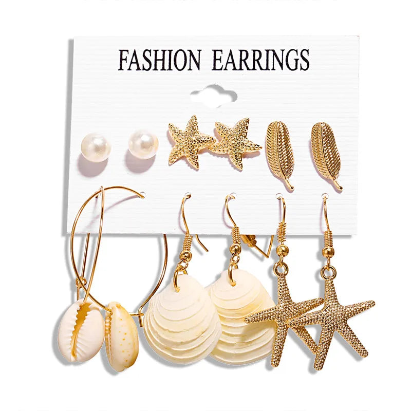 17KM 30 Boho Tassel Earrings Bohemian Long Earrings Set for Women Brincos Geometric Fabric Drop Earring Female Fashion Jewelry