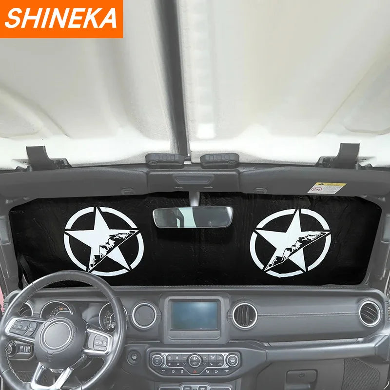 SHINEKA Car Front Windshield Sunshade Cover for Jeep Wrangler JL Gladiator JT 2018 -2023 2/4 Doors Car Interior Accessories