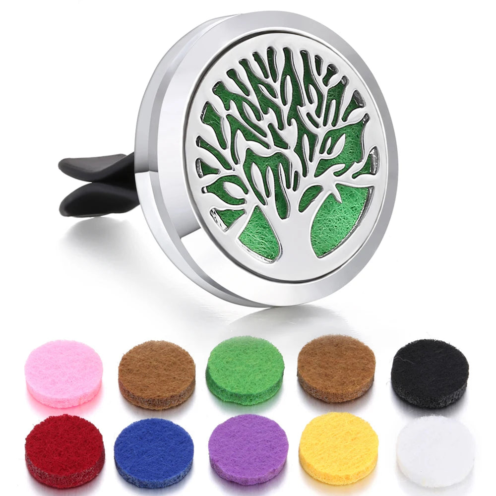 Aromatherapy Jewelry Car Perfume Diffuser Clip 30mm Flower Tree of Life Perfume Essential Oil Diffuser Locket Pendant Necklace