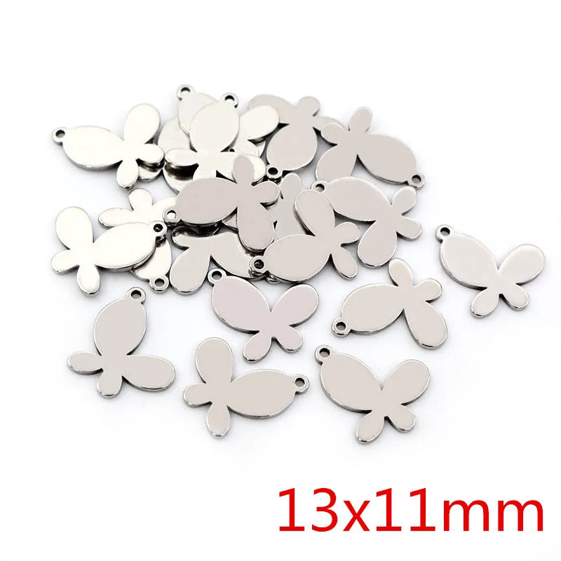 30pc/Lot 316 Stainless Steel Five-Pointed Star Cute Necklace Pendant Charms Small Cat Dolphin Fish Charms for DIY Jewelry Making
