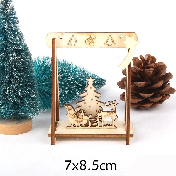 2pcs/Lot DIY Creative Small Hollow Christmas Wooden Ornaments for Home Christmas Party Ornament Decorations Kids Supplies