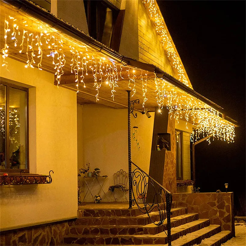 Christmas Lights Waterfall Outdoor Decoration 5M Droop 0.4-0.6m Led Lights Curta