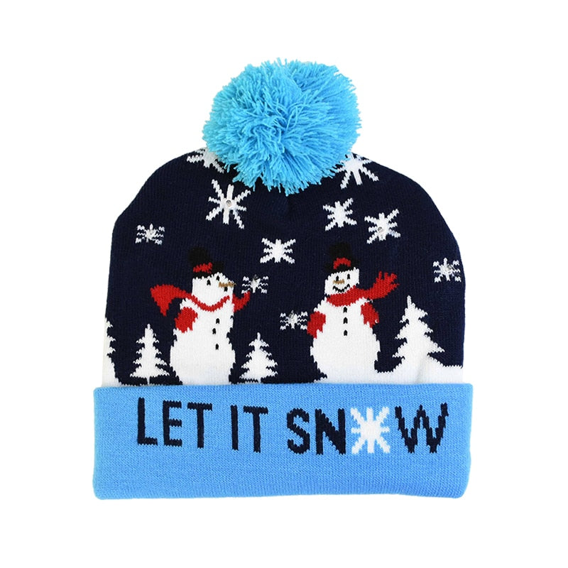 LED Christmas Hat Sweater Knitted Beanie Christmas Light Up Knitted Hat Christmas for Kids Xmas 2023 New Year Decorations