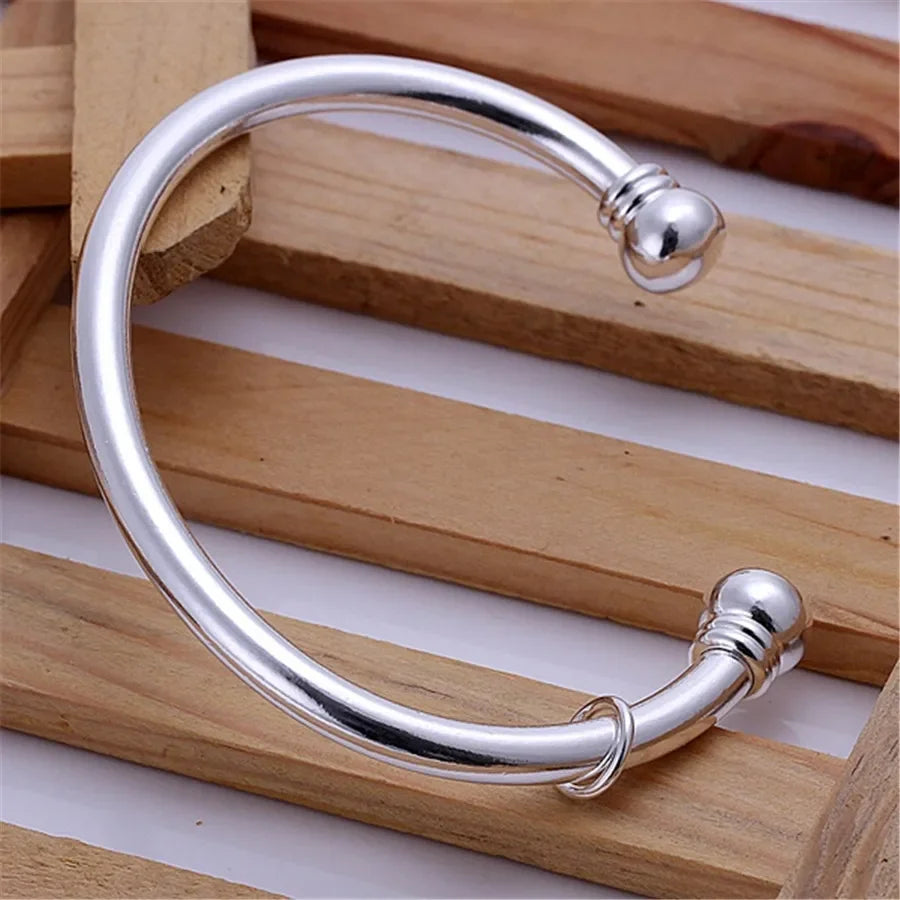 925 Silver Color Exquisite Luxury Gorgeous Fashion Wedding Women Lady Bracelet Bangle Charm Stamped Nice Birthday