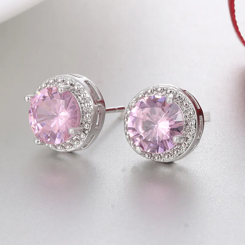 Jewelry Crown Women Classic Shining Zircon Small Stud Earrings Gold Color Ears Stud for Men Crystal Earrings WE132