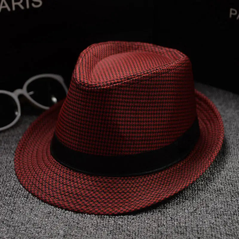 2018 England Retro Men's Fedoras Top Jazz Plaid Hat Spring Summer Autumn Bowler Hats Cap Classic Version Chapeau Hats