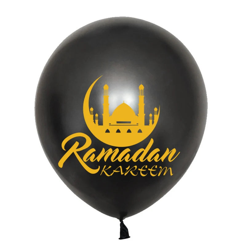 10Pcs Eid Mubarak Latex Balloon Ramadan Kareem Decoration Air Globos Ramadan Mubarak Muslim Islamic Festival Party Supplies 2024