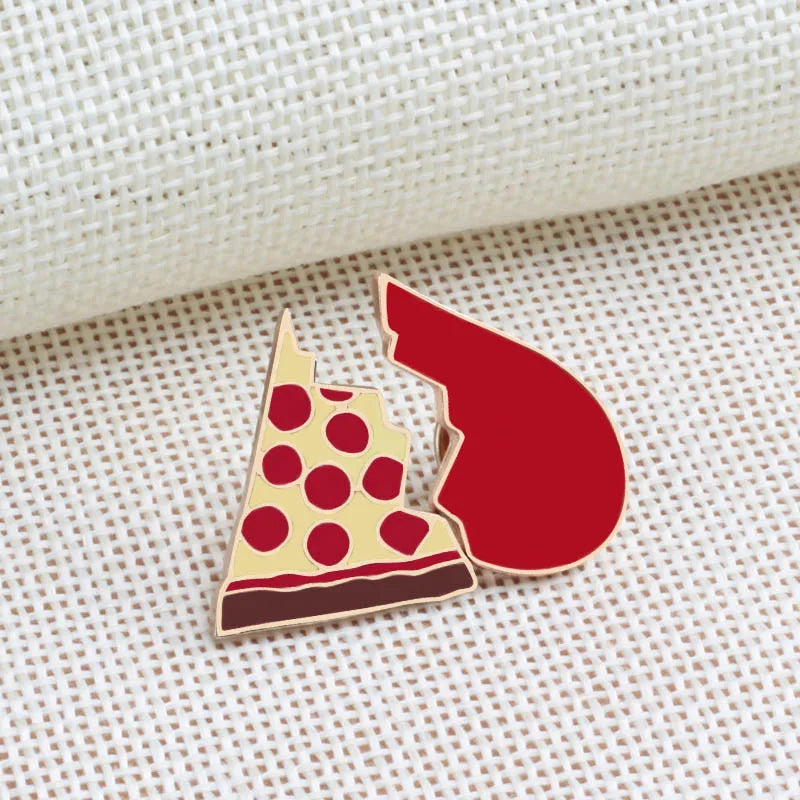 2pcs/Set Creative Brocken Heart Wine Bottle Earth Cup Pizza Enamel Pins BEST BUDS/BOOS Brooch Collar Pin Badges Corsage Jewelry