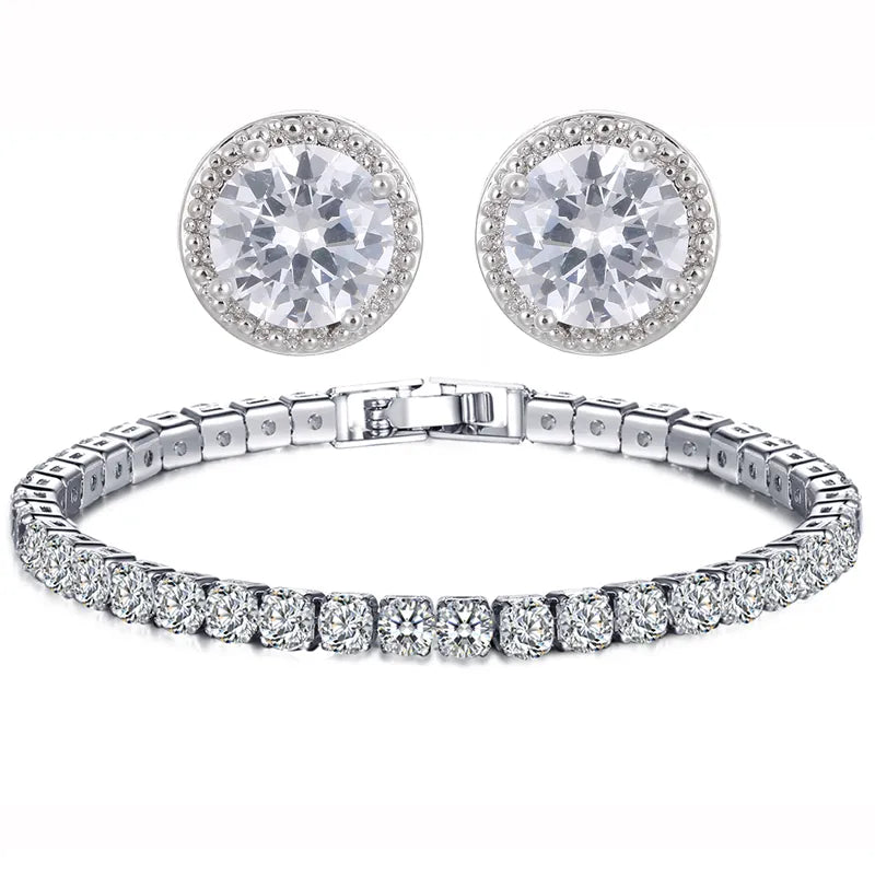 Jewelry Crown Women Classic Shining Zircon Small Stud Earrings Gold Color Ears Stud for Men Crystal Earrings WE132