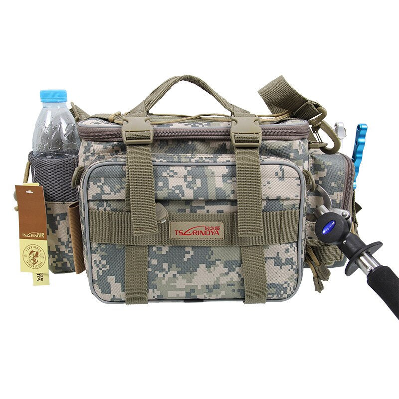 TSURINOYA Multifunction Fishing Bag Y7 19*15*40cm High Capacity Fishing Tackle Lure Bag Shoulder Bag Canvas Waist Bag