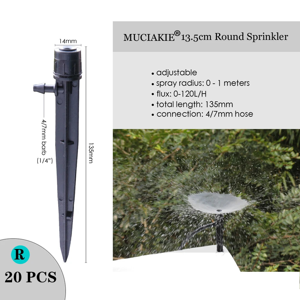 MUCIAKIE Variety Style Adjustable Irrigation Sprinkler Garden Emitters Stake Dripper Micro Spray Rotating Nozzle Watering Arrow
