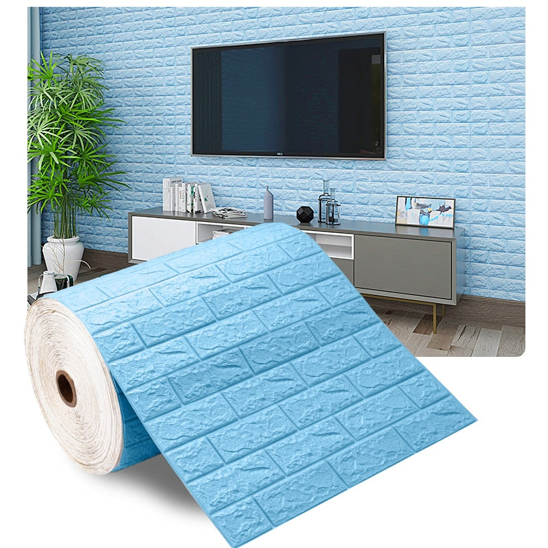 3D Self-Adhesive Wallpaper 70cm*1m Continuous Waterproof Brick Wall Stickers Living Room Bedroom Children's Room Home Decoration