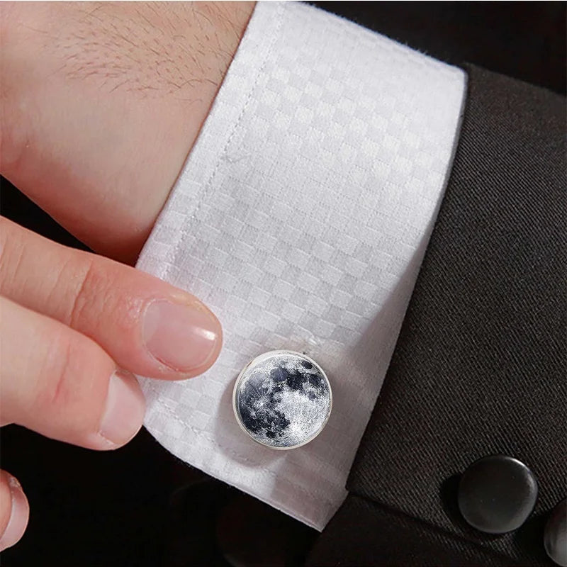 Moon Solar System Planet Cufflinks Best Man Cufflinks Men Wedding Cufflinks Universe Galaxy Nebula Suit Shirt Cuff Links