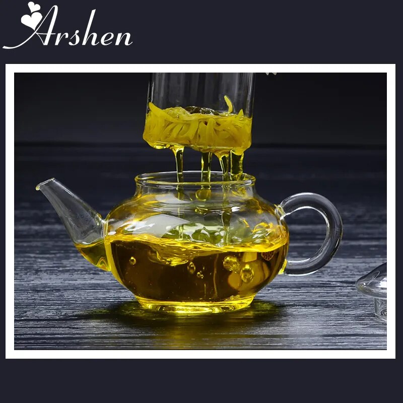 Arshen Newest 250ml Filterable Heat-Resistant Glass Teapot Double Wall or With S