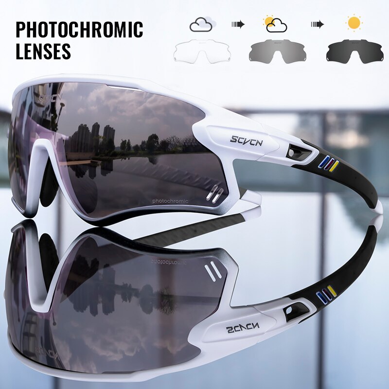 SCVCN Photochromic Bicycle Glasses Men’s Women Sports Runing Cycling Sunglasses UV400 Fishing Eyewear Mtb Bike Bicycle Goggles