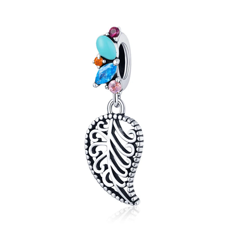 WOSTU 925 Sterling Silver Bee Dreamcatcher Wings Bead Charm Pendant Fit Original Bracelet Bangle Women DIY Fine Jewelry